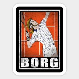 Borg Tennis Player Hero Vintage Grunge Sticker